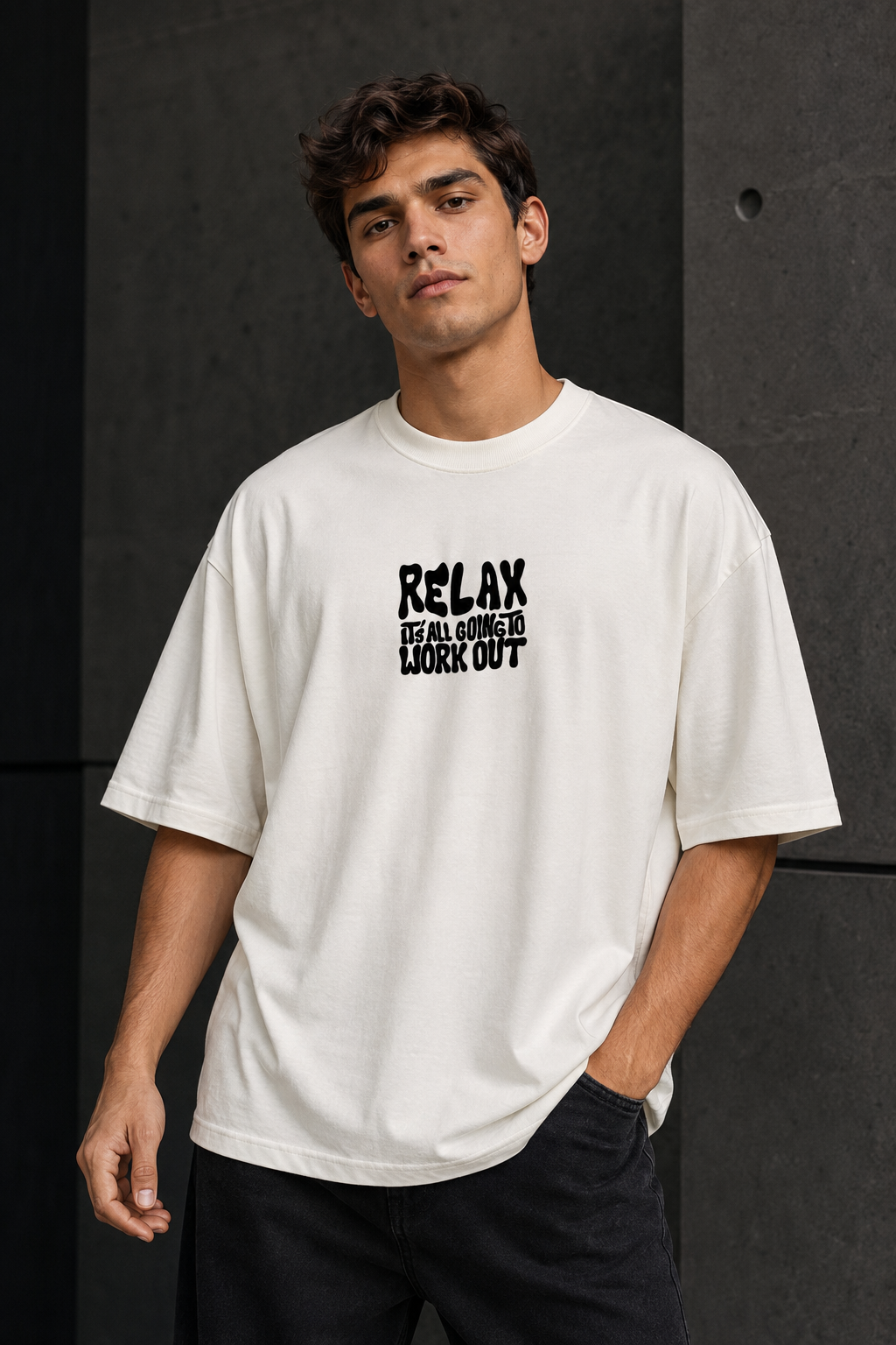 Relax Mode – 3D Puff Print Oversized T-Shirt