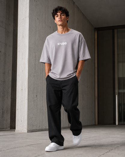 Studio Block – Back Typography Print Oversized T-Shirt