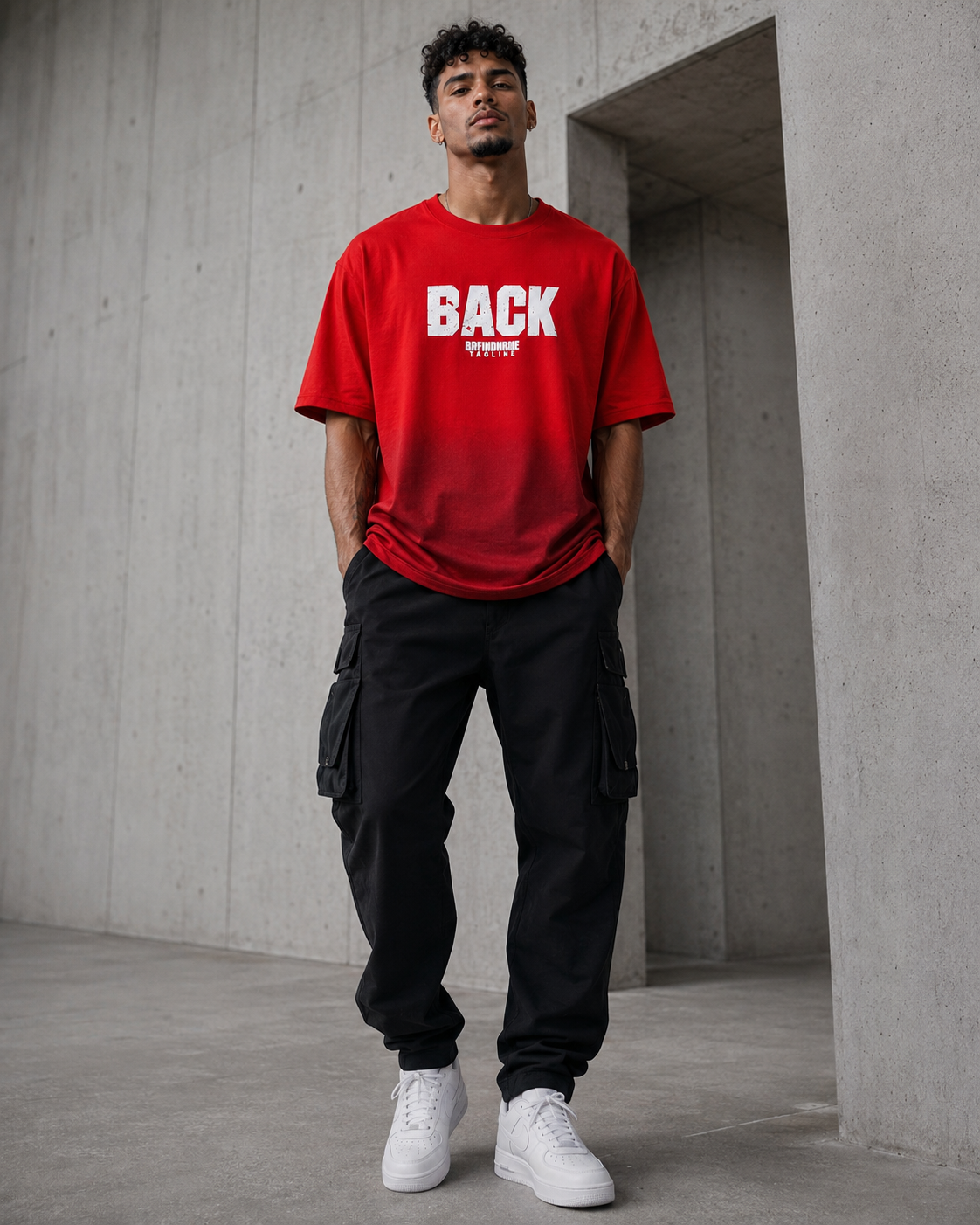 Back Off – Puff Print Red Oversized T-Shirt
