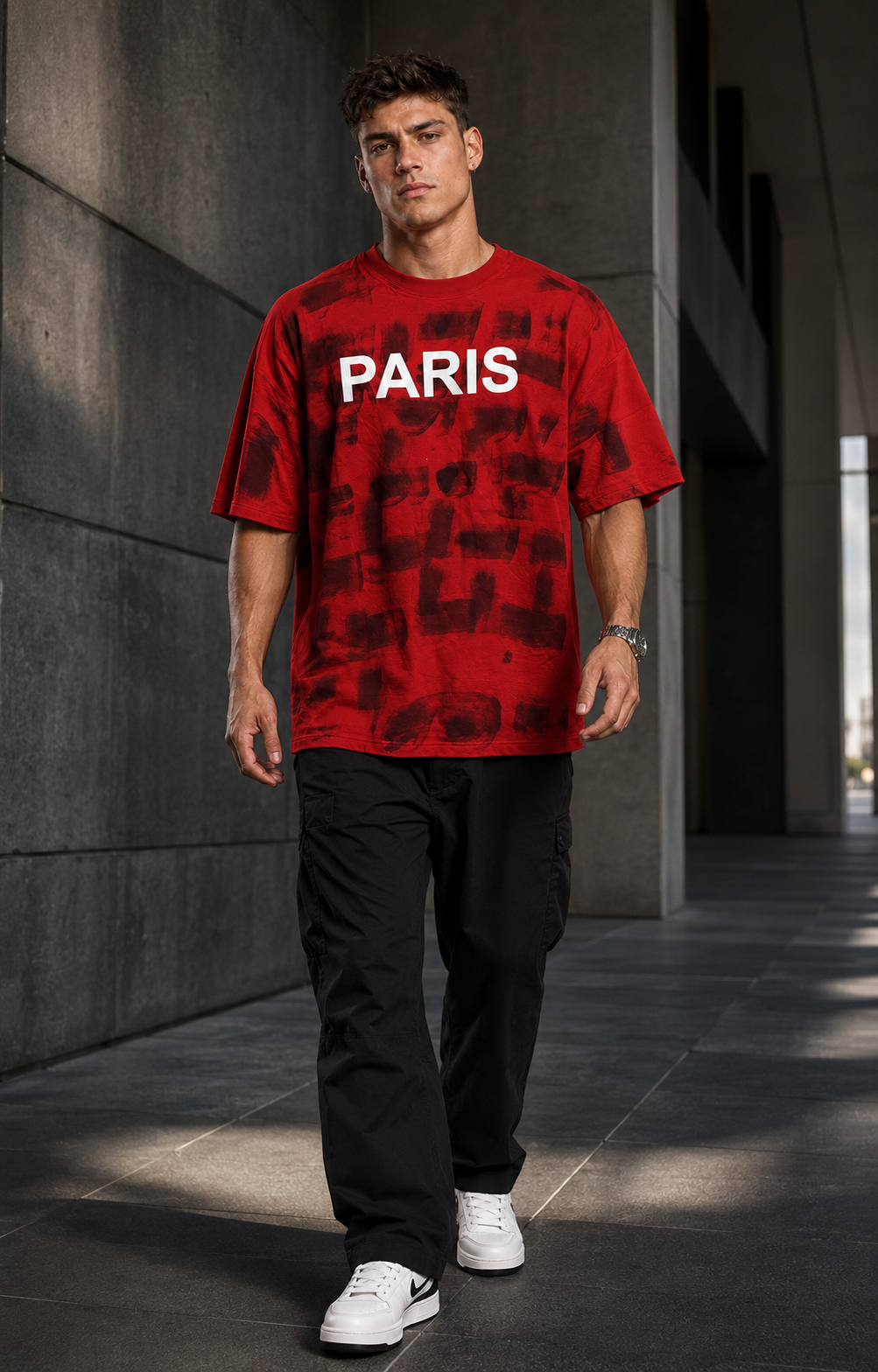 Paris After Dark – All-Over Graphic Oversized T-Shirt