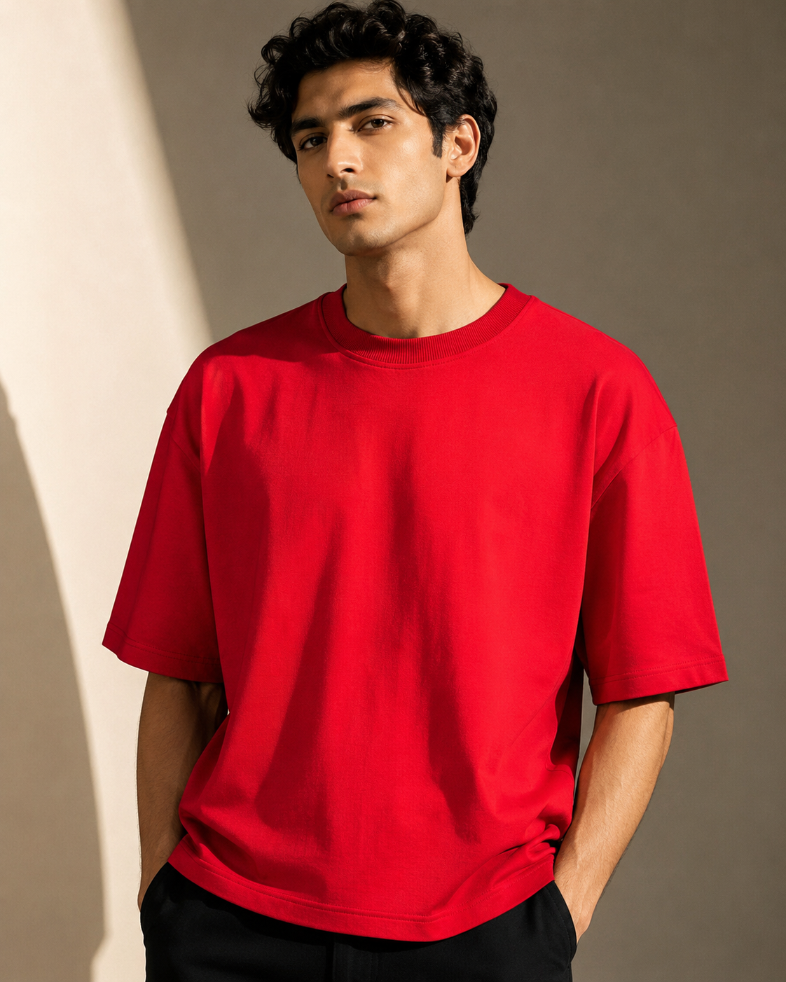 Core 250 GSM Oversized T-Shirt – Crimson Red