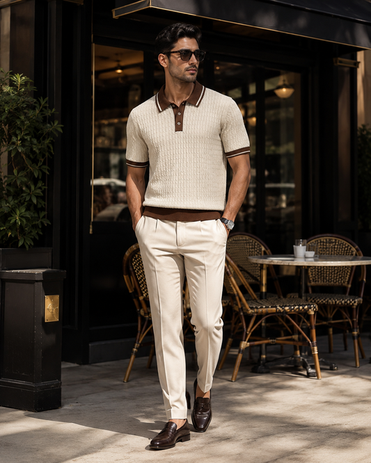 Premium Beige knitted Polo