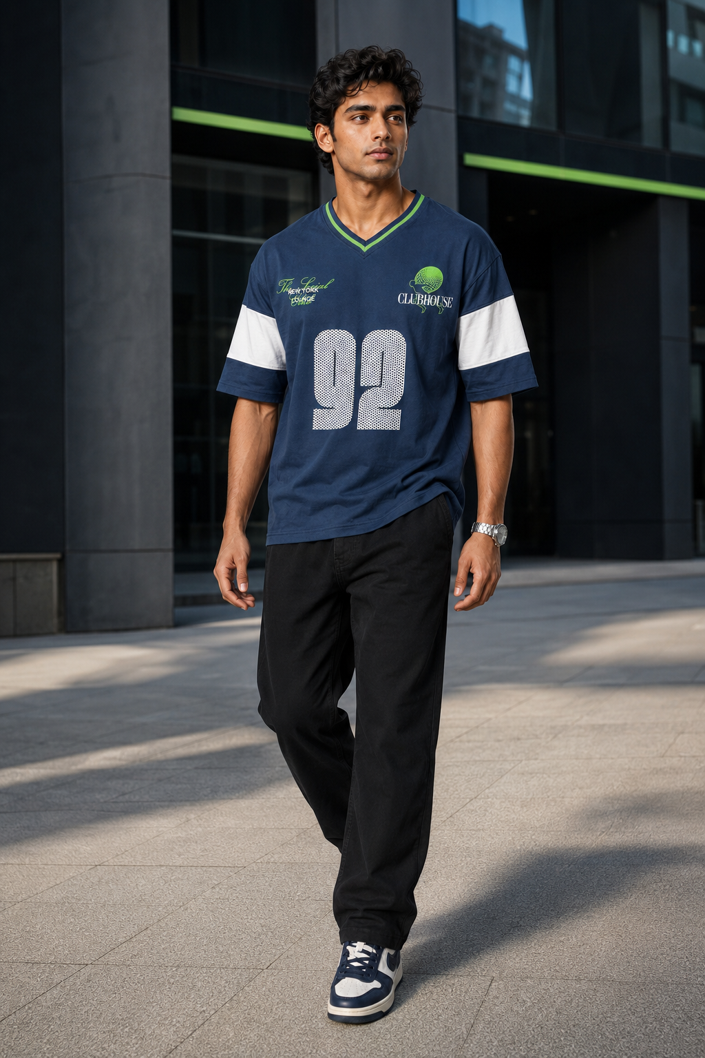 Varsity 92 Navy – Sports Print Oversized T-Shirt