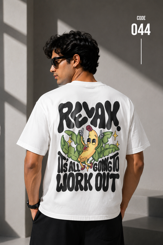 Relax 3D puff print white tee