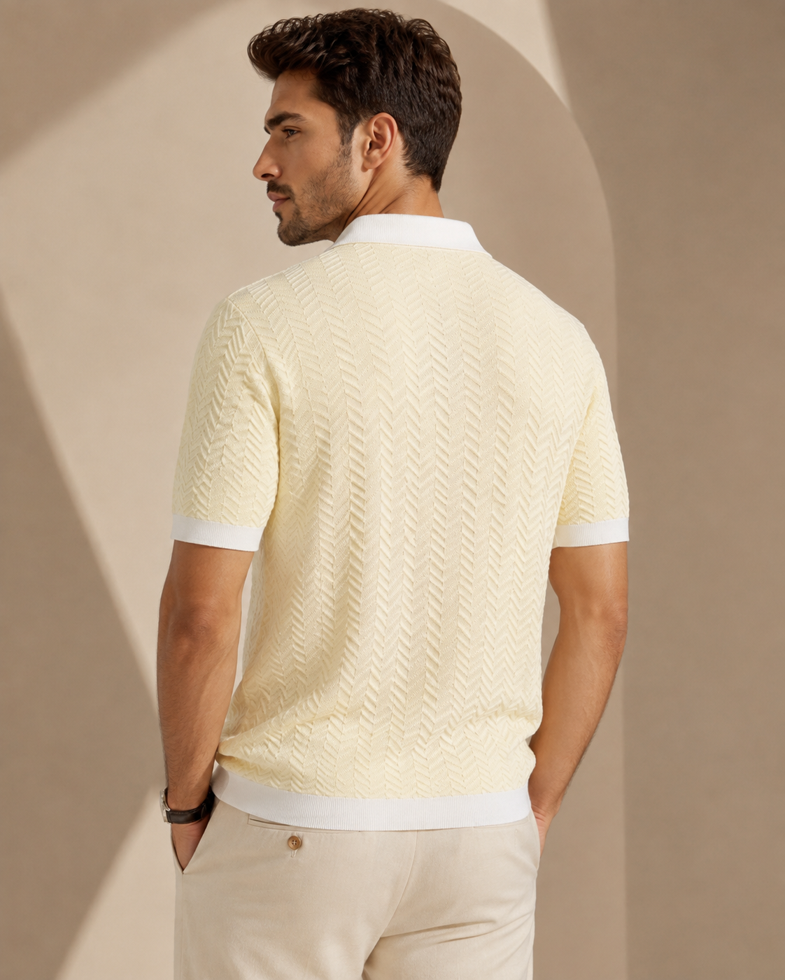 Signature Polo – Champagne Chevron