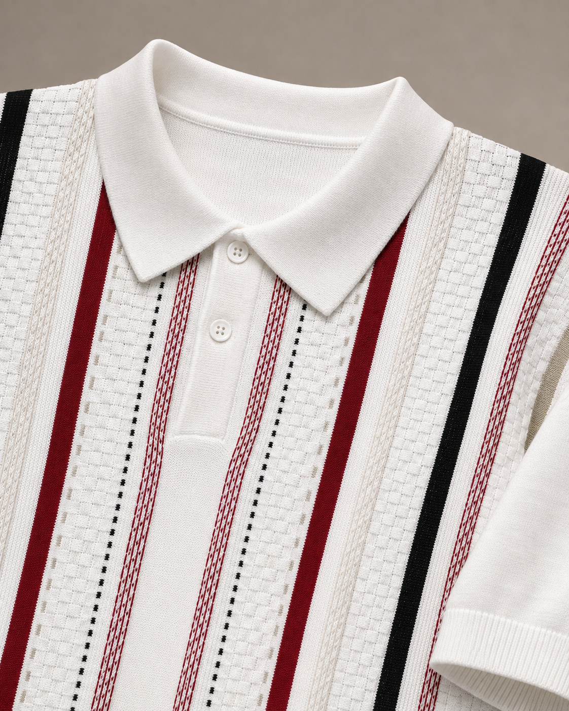 Premium stripe checked white polo