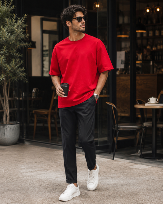 Core 250 GSM Oversized T-Shirt – Crimson Red