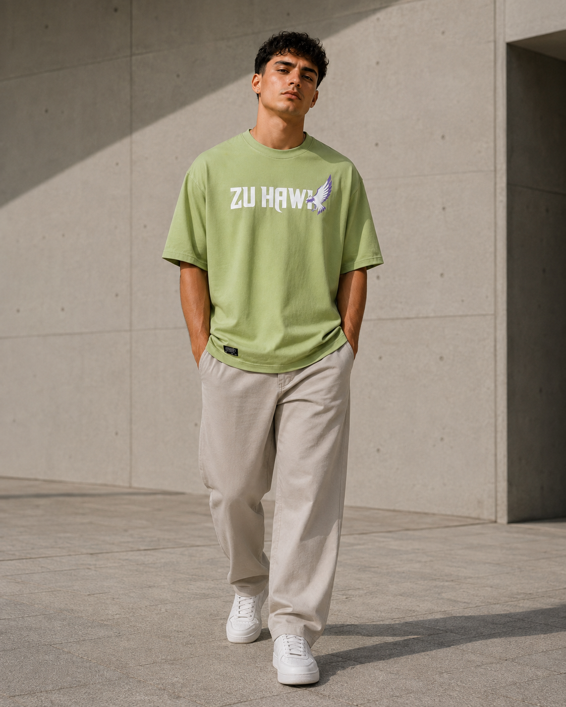 Hawk Eye – Back Graphic Green Oversized T-Shirt
