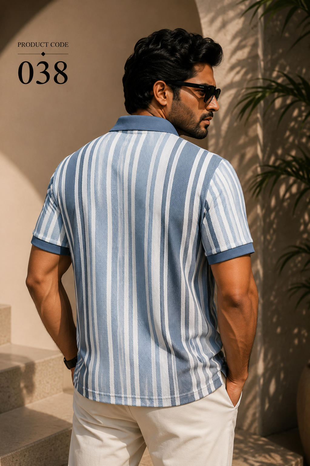 Premium blue stripes polo tee