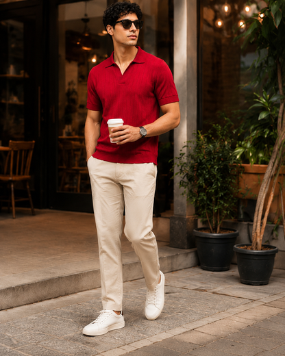 Essential Polo – Scarlet Rib