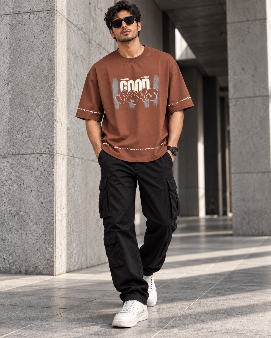 Good Vibes Cocoa Brown – Graphic Oversized T-Shirt