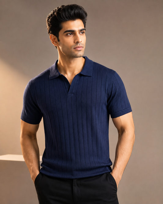 Essential Polo – Deep Navy Rib