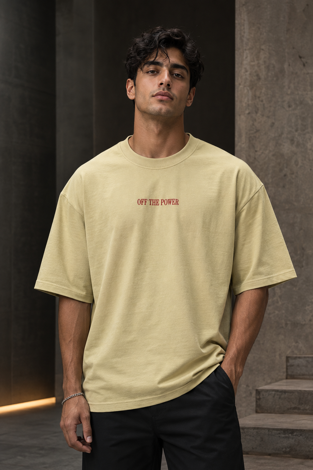 Off The Power – Mixed-Media Back Graphic Oversized T-Shirt