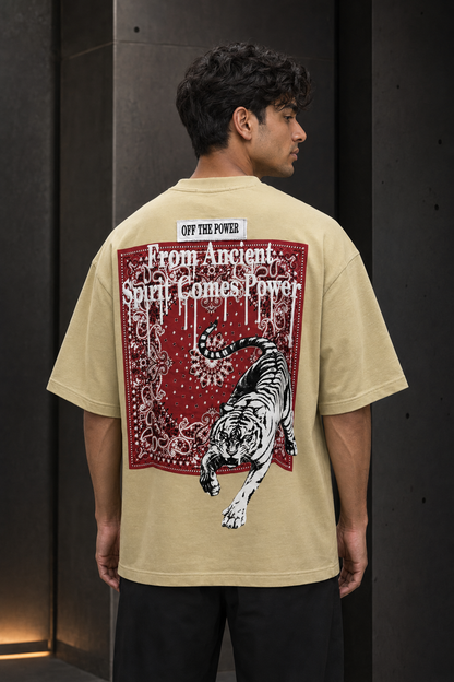 Off The Power – Mixed-Media Back Graphic Oversized T-Shirt