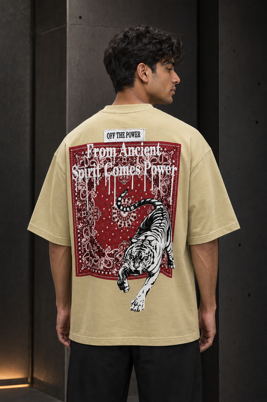 Off The Power – Mixed-Media Back Graphic Oversized T-Shirt