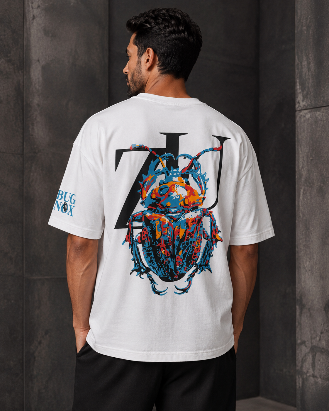 Bugnox – Logo Print White Oversized T-Shirt