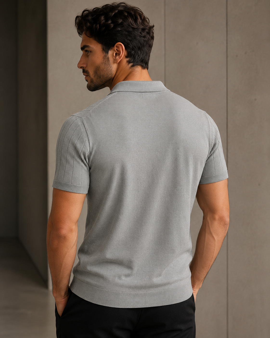 Essential Polo – Slate Grey Rib