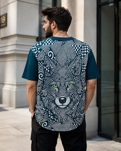 Alpha Wolf – All-Over Graphic Oversized T-Shirt