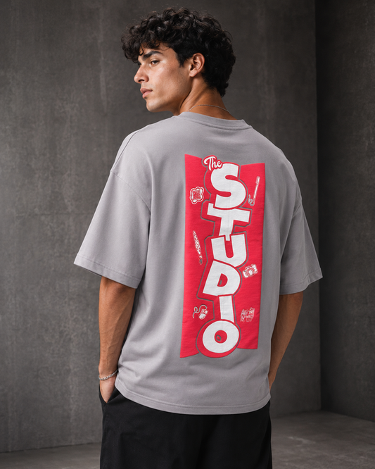 Studio Block – Back Typography Print Oversized T-Shirt