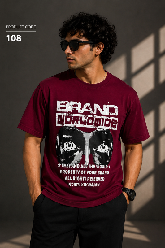 Brand worldwide maroon tee