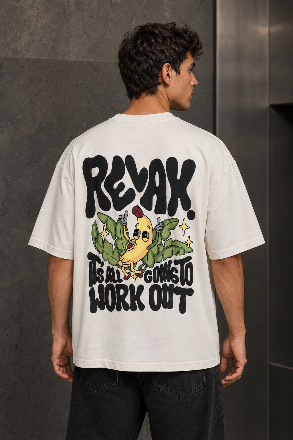Relax Mode – 3D Puff Print Oversized T-Shirt