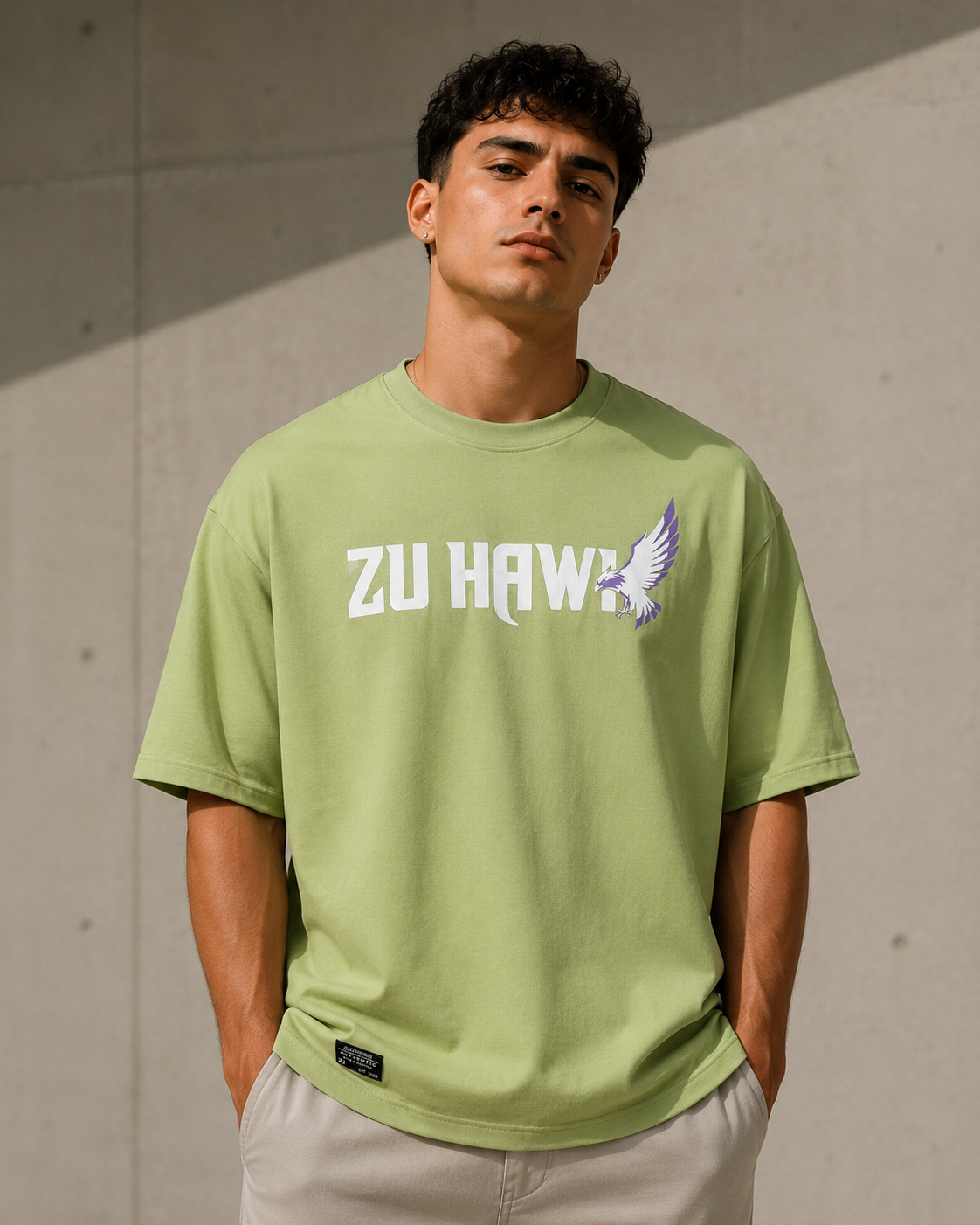 Hawk Eye – Back Graphic Green Oversized T-Shirt