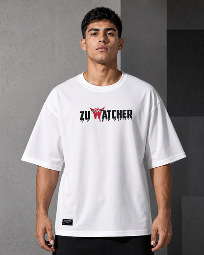 Night Watcher – Back Graphic White Oversized T-Shirt