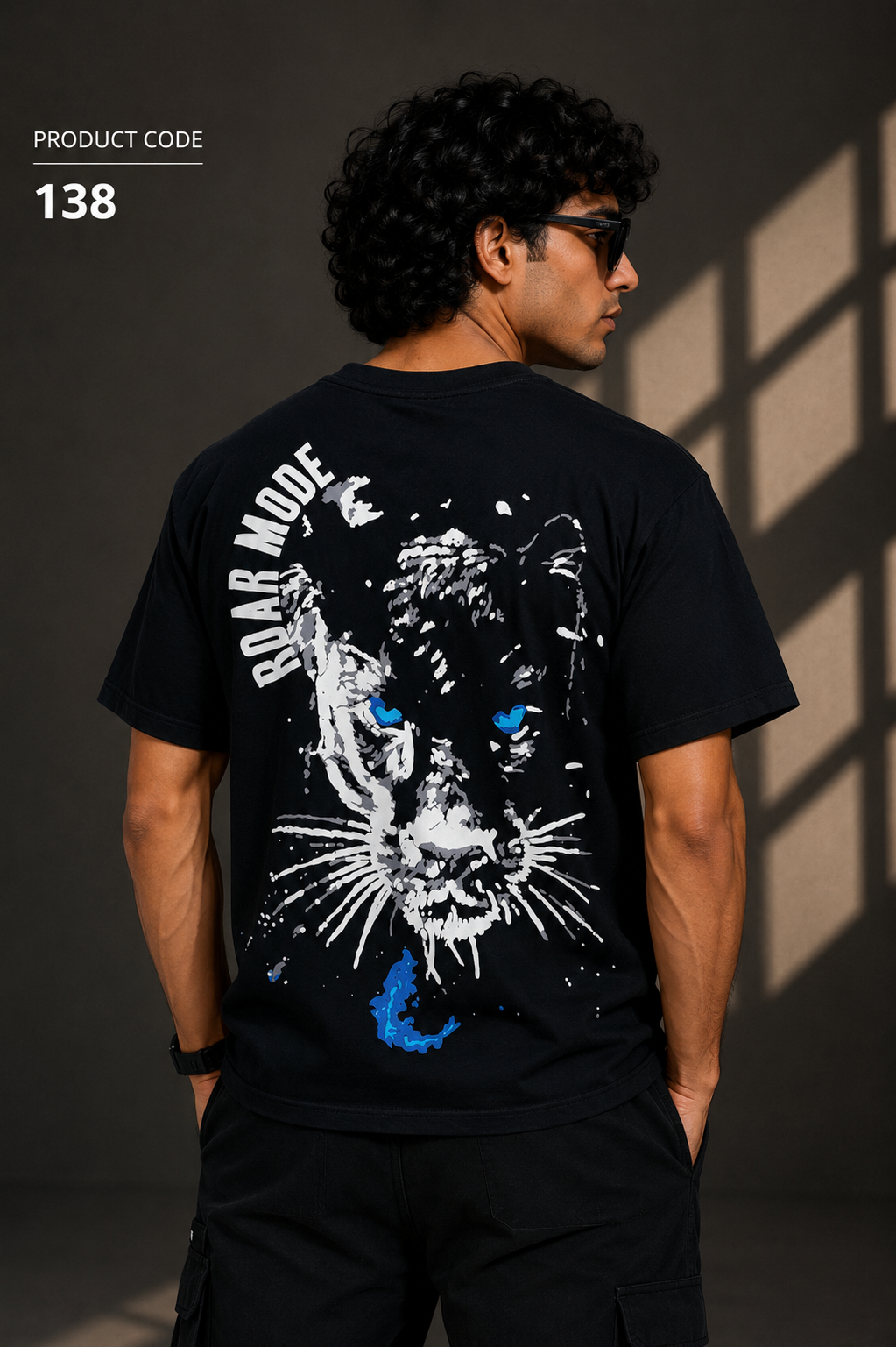 Panther Mode – Back Graphic Black Oversized T-Shirt