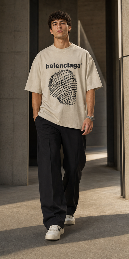 Fingerprint Statement – Graphic Print Oversized T-Shirt