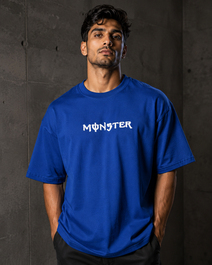Monster Energy – Logo Print Blue Oversized T-Shirt