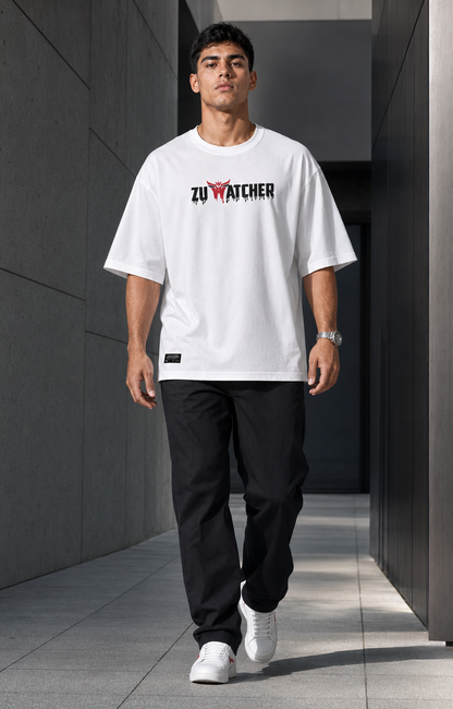 Night Watcher – Back Graphic White Oversized T-Shirt