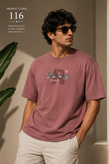 Visionary Dusty Rose – Typography Oversized T-Shirt