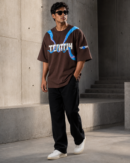 Teatrix – Graphic Print Brown Oversized T-Shirt