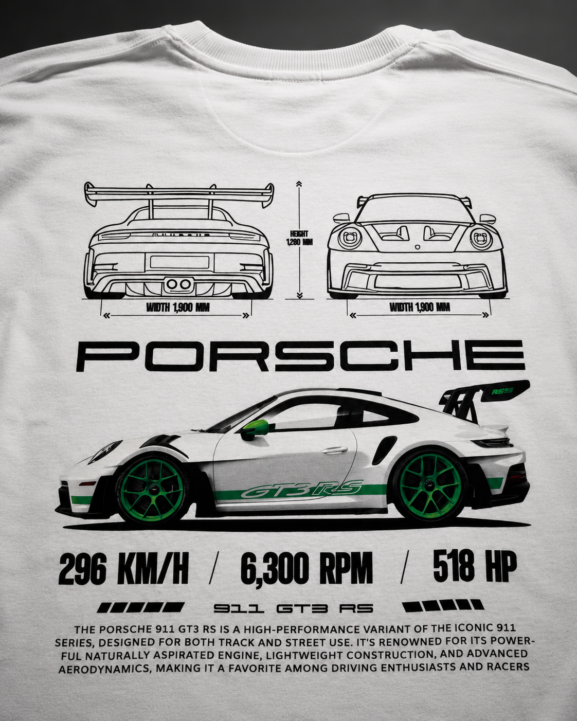 Porsche GT3 RS – Back Graphic Oversized T-Shirt