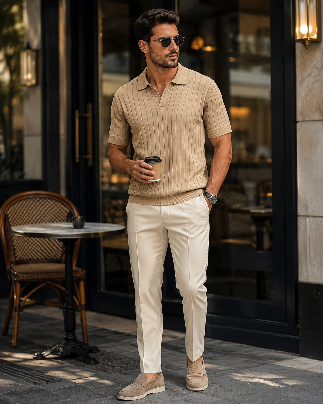 Essential Polo – Desert Beige Rib