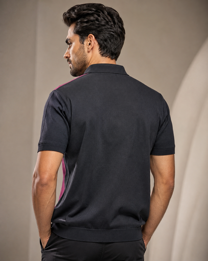 Signature Polo – Noir Berry Block