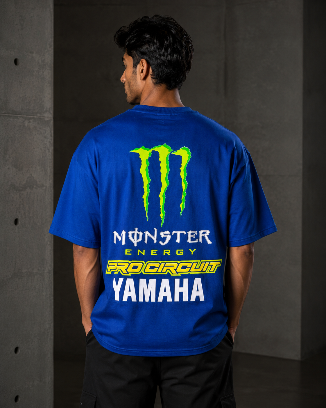 Monster Energy – Logo Print Blue Oversized T-Shirt