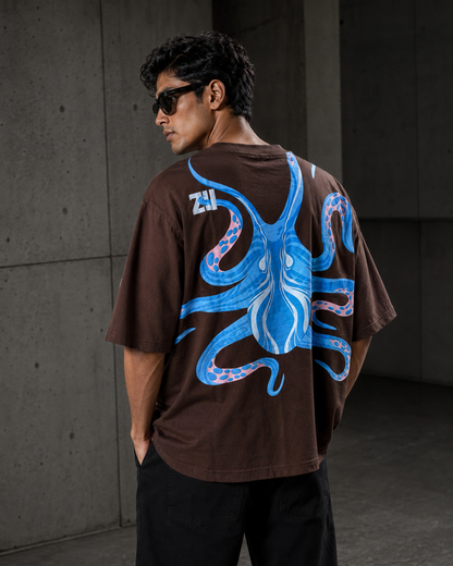 Teatrix – Graphic Print Brown Oversized T-Shirt