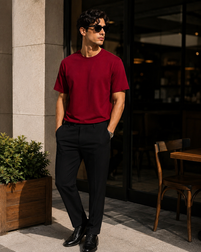 Core 250 GSM Oversized T-Shirt – Vintage Maroon