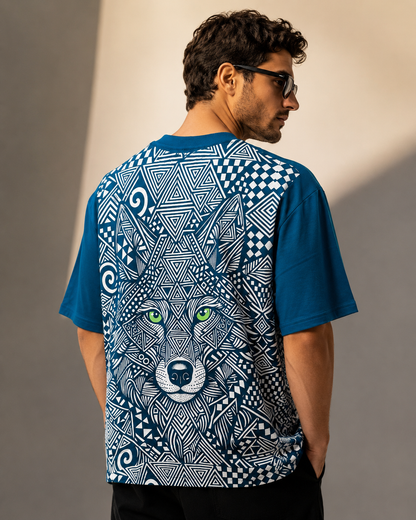 Alpha Wolf – All-Over Graphic Oversized T-Shirt