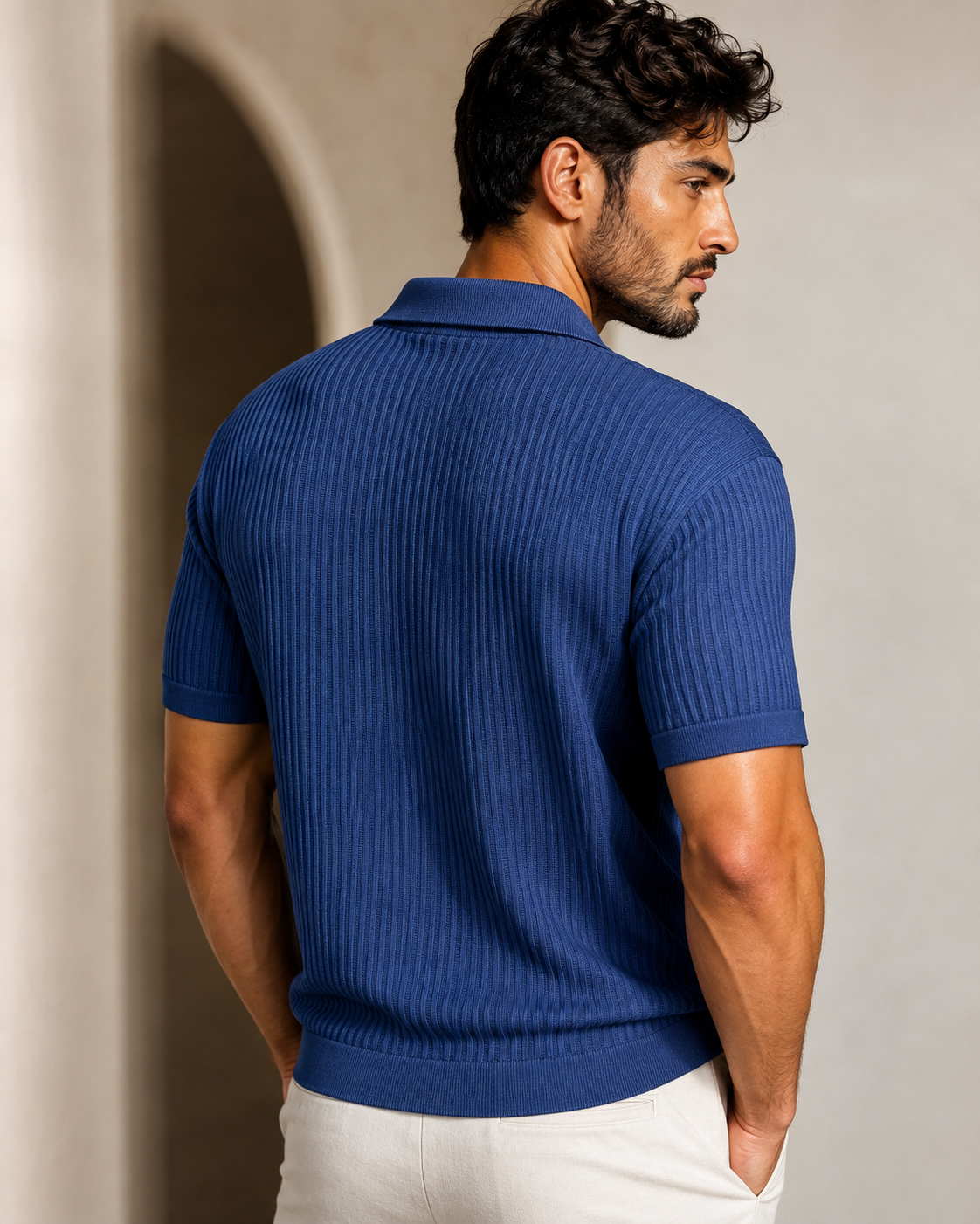Premium Blue stripped knitted Polo