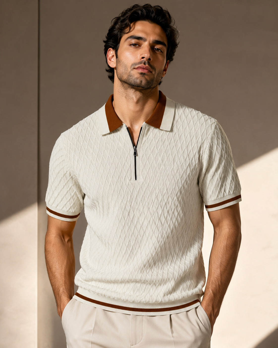 Premium knitted Ivory polo