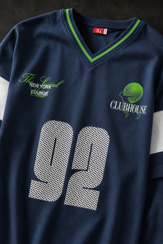 Varsity 92 Navy – Sports Print Oversized T-Shirt