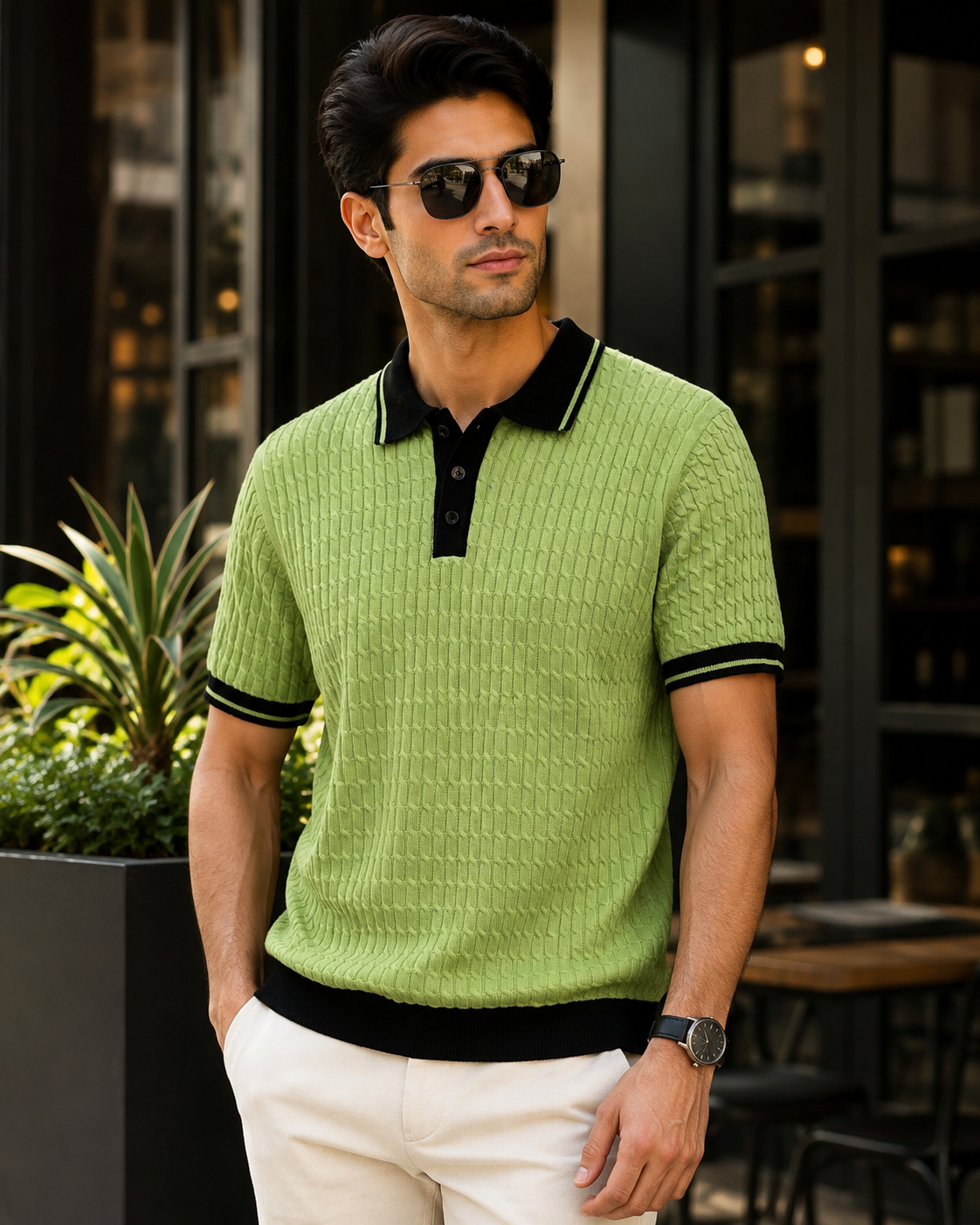 Signature Polo – Pistachio Contrast
