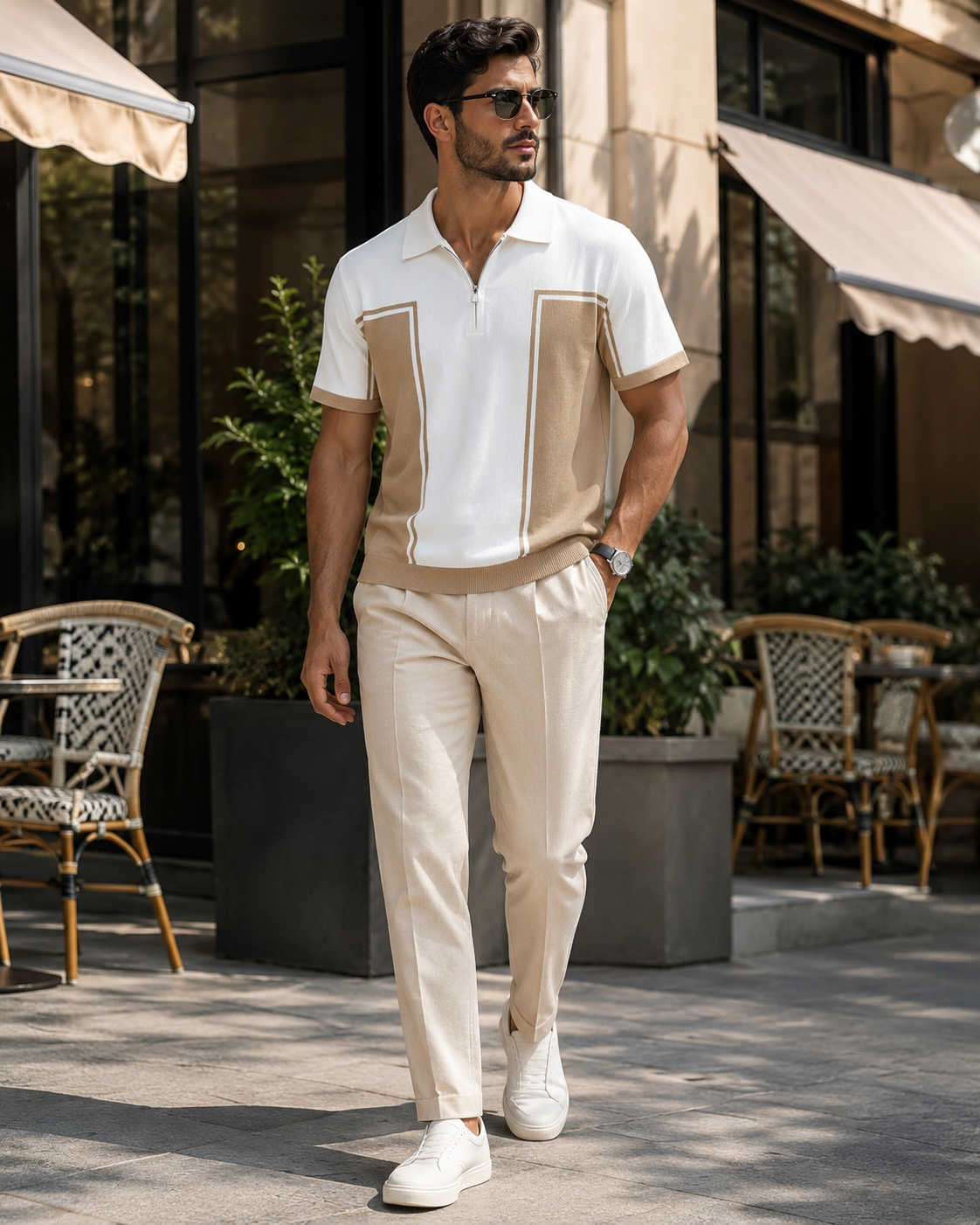 Premium segmented beige polo