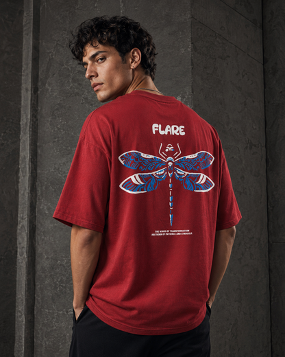 Flare – Back Graphic Red Oversized T-Shirt