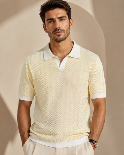 Signature Polo – Champagne Chevron