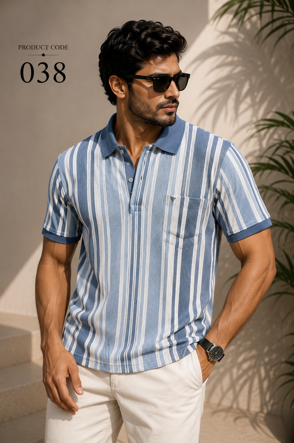 Premium blue stripes polo tee