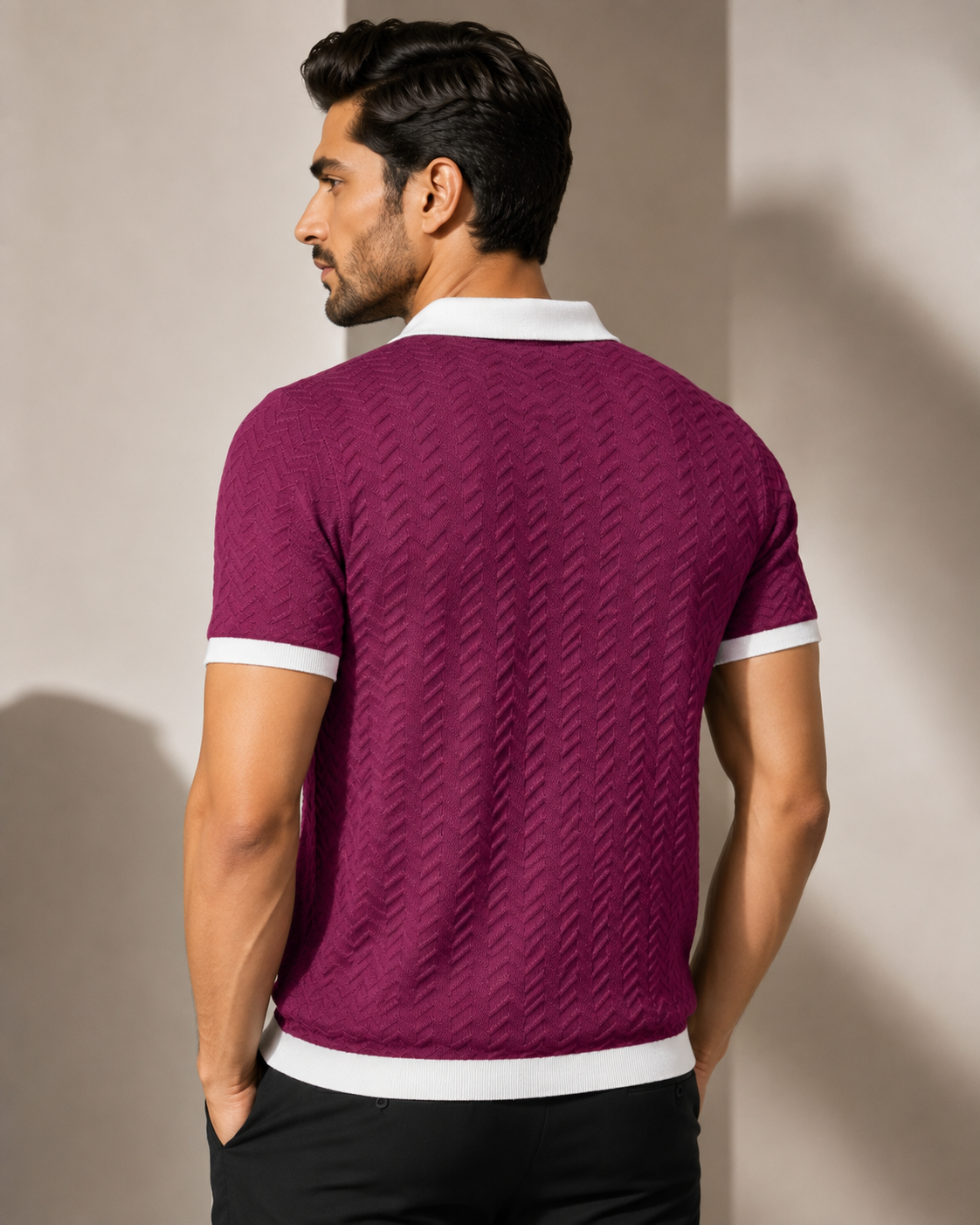 Signature Polo – Merlot Chevron