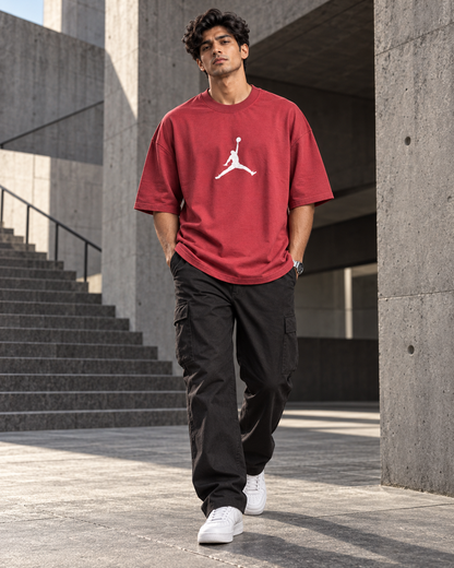 Air Jack Maroon – Back Graphic Oversized T-Shirt
